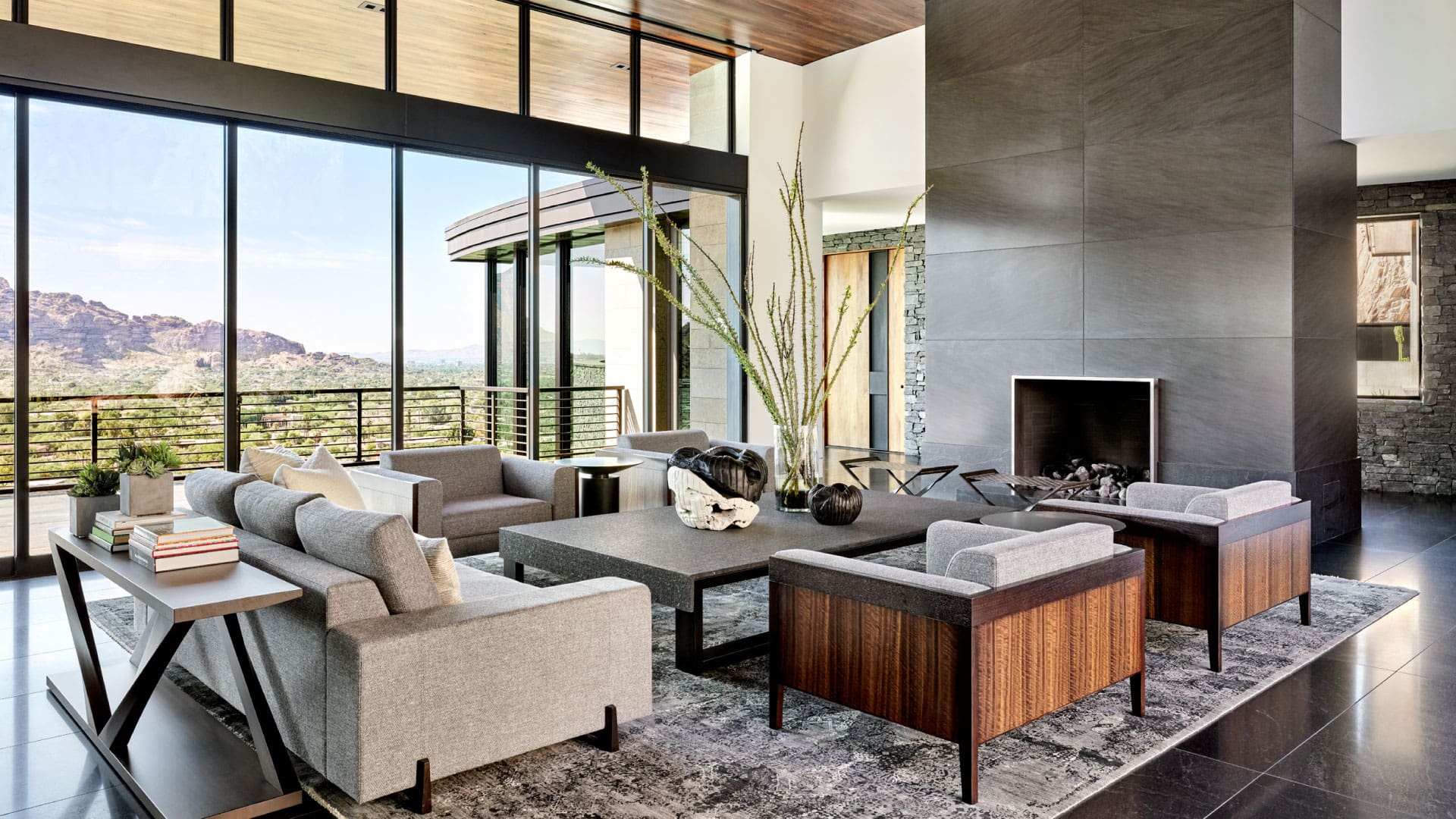 Living room interior design in luxury home in scottsdale arizona by designer anita lang imi design studio.